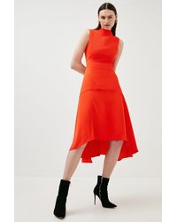 Karen Millen - Soft Tailored High Low Midi Dress - Lyst
