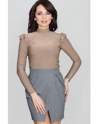 Love Lace - Elegant Long Sleeve Blouse With Frill Trim - Lyst
