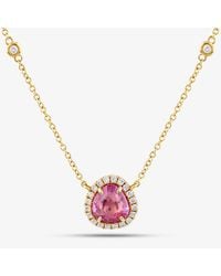 T.H.Baker - 18Ct 1.06Ct Sapphire & 0.22Ct Brilliant Cut Diamond Halo Necklace Ntx1663 18Yg - Lyst