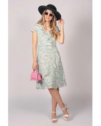 Tenki - Floral Print Ruffle Wrap Midi Dress - Lyst