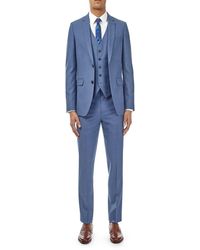 Burton - Plus And Tall Slim Blue Sharkskin Suit Jacket - Lyst