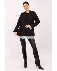 Love Lace - Elegant Lace Trim Blazer With Padded Shoulders Style 222185 - Lyst