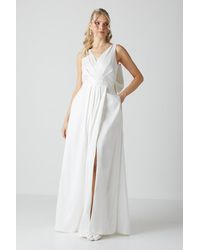 Coast - Wrap Front Full Skirted Wedding Dress With Taffeta Bow - Lyst