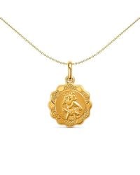 Jewelco London - 9Ct Scallop Edged St Christopher Medallion Pendant - Lyst