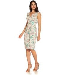 Adrianna Papell - Printed Ruffle Front Dress - Lyst