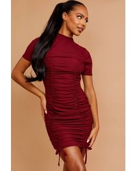 Stylewise - High Neck Ribbed Dress - Lyst