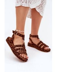 Love Lace - Suede Platform Sandals With Buckle Strap & Detail - Lyst
