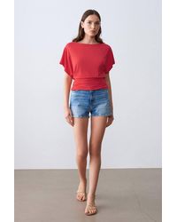 Dilvin - Modal Blend Cut-Out Crew Neck Blouse - Lyst