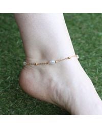 The Colourful Aura - Golden Brass Rounds Pearl Beads Indian Payal Anklet - Lyst