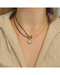 The Colourful Aura - Two Layer Pearl Zircon Tear Drop Mangalsutra Pendant - Lyst