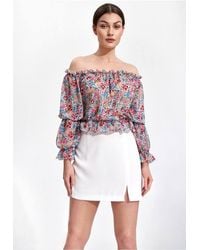 Love Lace - Unlined Mini Skirt Side Zip Front Slit - Lyst