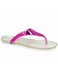 Spot on - Metallic Toe Post Flat Sandals - Lyst