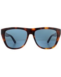 Gucci - Rectangle Havana Blue Blue Sunglasses - Lyst