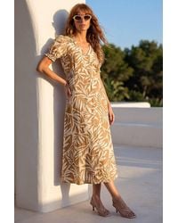 Roman - Abstract Print Button Midi Dress - Lyst
