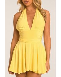 Rebellious Fashion - Pippa Halter Plunge Neck Mini Dress - Lyst