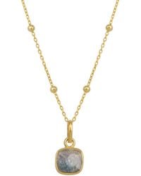 Spero London - Sterling Natural Square Pendant Necklace With Beaded Chain - Lyst