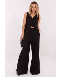 Love Lace - Striped High Waist Wide Leg Palazzo Trousers - Lyst