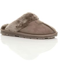 AJVANI - Faux Fur Lined Slip On Memory Foam Mules Slippers - Lyst