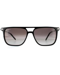 Ferragamo - Square Black And Silver Grey Gradient Sunglasses - Lyst
