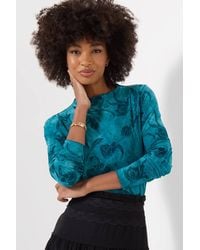 Joe Browns - High Neck Jersey Top With Flocked Floral Design - Lyst