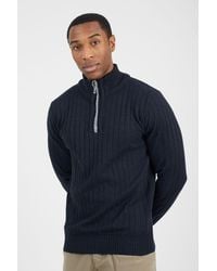 Brave Soul - Quarter Zip Funnel Neck Rib Knit Jumper - Lyst