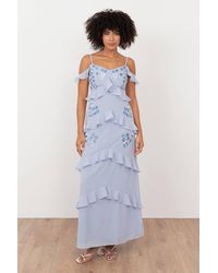 Maya Deluxe - Floral Embroidery Cold Shoulder Maxi Dress - Lyst