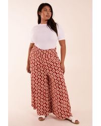 Blue Vanilla - Curve Shirred Wide Leg Aztec Trouser - Lyst