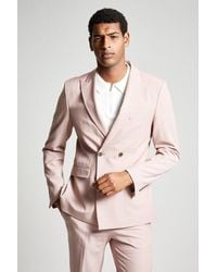Burton - Slim Fit Pink Stretch Double Breasted Suit Jackett - Lyst