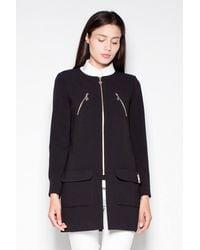 Love Lace - Straight Zip Coat With Slit & Pocket Detail - Lyst