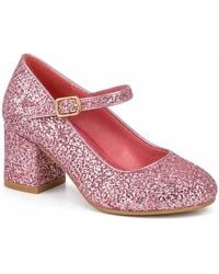 Spot on - Glitter Block Heel Mary Jane Court Shoes - Lyst