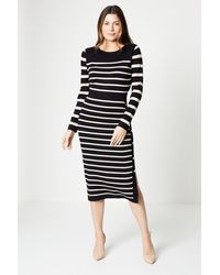 Wallis - Multi Stripe Button Detail Knitted Dress - Lyst
