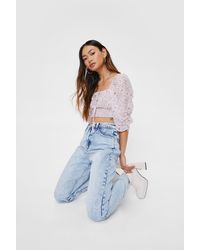 Nasty Gal - Petite Floral Puff Sleeve Cropped Blouse - Lyst