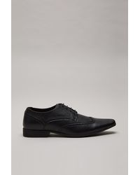 Burton - Black Leather Look Brogue Shoes - Lyst
