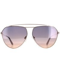 Guess - Aviator Shiny Rose Gold Brown Gradient Gu7783 - Lyst