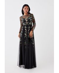 Coast - Petite Hand Embellished Sequin Floral Panelled Maxi Dress - Lyst