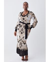 Karen Millen - Plus Size Slinky Sparkle Knit Jacquard Dress - Lyst