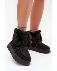 Love Lace - Snow Boots Waterproof Suede Platform With Faux Fur Lining - Lyst