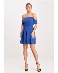Love Lace - Viscose Short Sleeve Mini Dress With Zip - Lyst