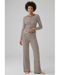 Stylewise - Stripe Ribbed Button Detail Top & Wide Leg Trouser Co-Ord - Lyst
