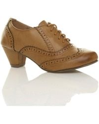 AJVANI - Mid Heel Brogue Ankle Boots Shoe Boots - Lyst