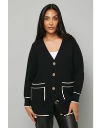 Wallis - Petite Tipped Button Through Cardigan - Lyst