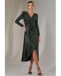 Jolie Moi - Long Sleeve Metallic Spot Maxi Dress - Lyst
