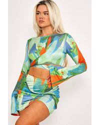 Stylewise - Printed Wrap Tie Crop Top - Lyst