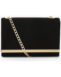 Boohoo - Structured Suedette Clutch Bag And Chain - Lyst