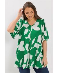 Yours - Abstract Textured Pleat Front Top - Lyst