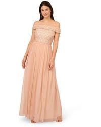 Adrianna Papell - Off Shoulder Bead Gown - Lyst