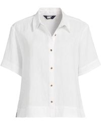 Lands' End - Plus Premium Pure Linen Short Sleeve Shirt - Lyst
