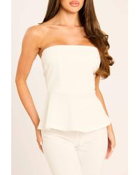 Rebellious Fashion - Bandeau Peplum Top & Capri Pants Co-Ord Set - Lyst