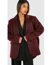 Boohoo - Oversized Textured Wool Blazer - Lyst