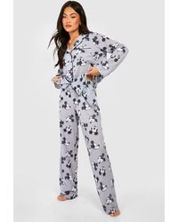 Boohoo - Disney Mickey Mouse Button Up Pyjama Trouser Set - Lyst